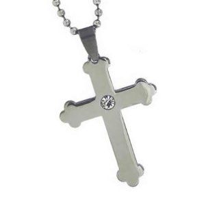 Christian Unisex Stainless Steel Abstinence Cubic Zirconium Crystal Cross Chastity Necklace on a 18" Ball Chain   Purity Necklace, Mens Cross Necklace, Womens Cross Necklace, Guys Cross Necklace, Girls Cross Necklace, Boys Cross Necklace Jewelry