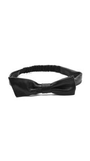 Eugenia Kim Miki Black Leather Bow Headband