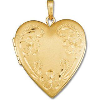 14kt Yellow Gold Floral Heart Photo Locket Charm Pendant Jewelry Days Jewelry
