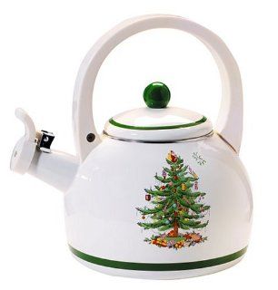 Spode Christmas Tree Whistling Tea Kettle Kitchen & Dining