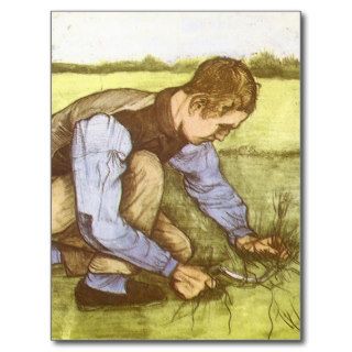 Boy Cutting Grass with Sickle by Vincent van Gogh Post Cards