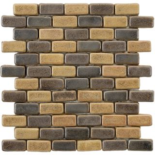SomerTile 12x12 in London Brick 1x2 in Cimmaron Ceramic Mosaic Tile (Pack of 5) Somertile Wall Tiles