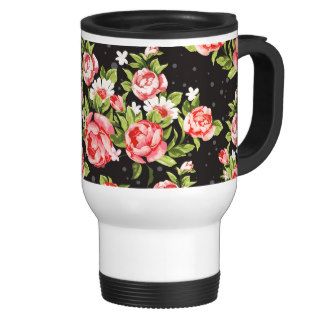 Elegant vintage floral victorian pink roses mug