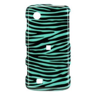 Premium Durable Hard Designer Snap on Crystal Case for LG Chocolate Touch 4 VX8575   Verizon   Cool Turquoise Green Zebra Print Electronics
