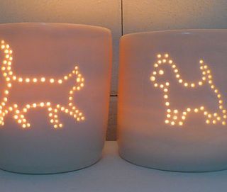 porcelain terrier tea light by luna lighting