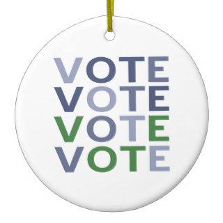 Vote Blue and Green Christmas Ornaments