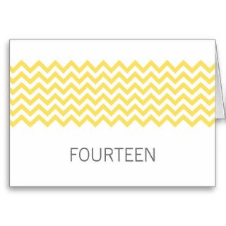Yellow Simple Chevron Table Number Card