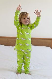 organic t rex print pyjamas by ava and luc