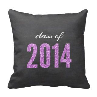 Purple Glitter Chalkboard Class of 2014 Graduation Throw Pillows