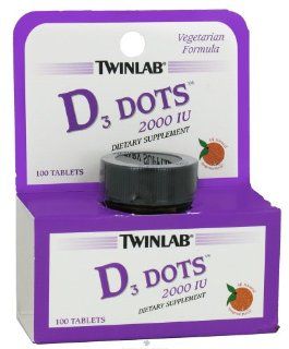 Twinlab   Vitamin D3 Dots All Natural Tangerine 2000 IU   100 Tablets Health & Personal Care