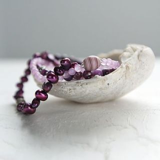 pearl and gemstone bead bracelet set by artique boutique