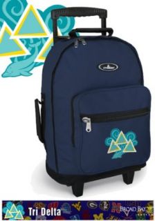 Tri Delta Dolphin Design Rolling Backpack Navy Tri Delta Wheeled Travel or Scho Clothing