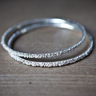 fine silver beaded bangle by alice robson jewellery