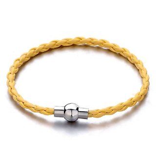 Pugster Yellow Woven Rope Bracelet With Lobster Clasp Fits Pandora 5mm / 8.5 Inch Jewelry