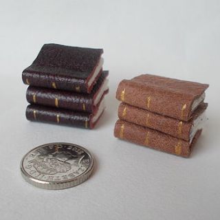 dollshouse miniature leather bound books by society of little