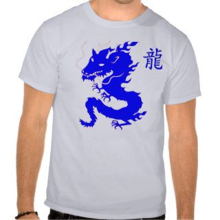 Blue Dragon Asian Letter T shir t  Customized T Shirts