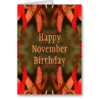 Happy November birthday, fall leaves Greeting Cards