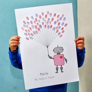 robot fingerprint balloon poster by love those prints