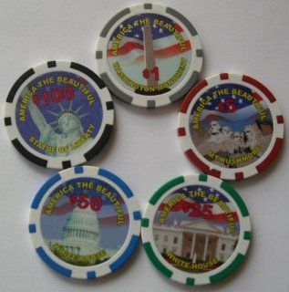 Texas Hold'em 500 pc "National Monument" Royal Flush 11.5g Clay Composite Poker Chip Set Sports & Outdoors