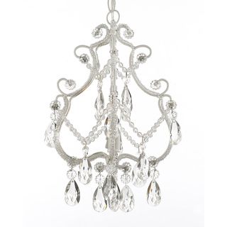 Gallery 1 light White Wrought Iron and Crystal Chandelier Chandeliers & Pendants