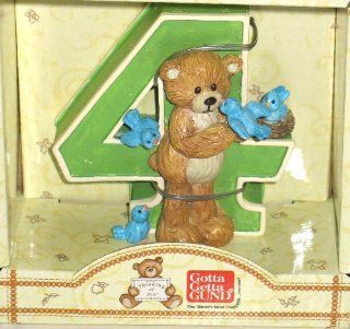 Gund Number 4 Thinking of You Teddy Bear and Blue Birds Figurine Toys & Games