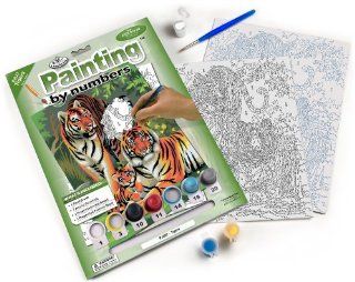 Royal & Langnickel Painting by Numbers Junior Small Art Activity Kit, Tigers   Childrens Paint By Number Kits
