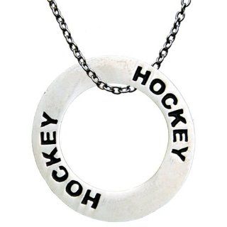Hockey Message Ring Necklace Jewelry
