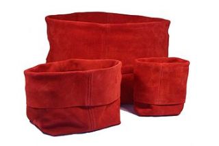 suede storage bag red by little black duck