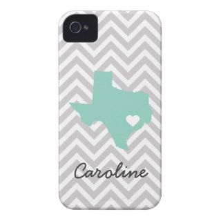 Gray & Aqua Cute Texas Love Chevron Monogram Case Mate iPhone 4 Case