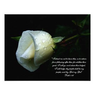 White Rosebud Floral Wedding Invitation Announcement