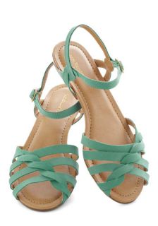 Sealed with a Twist Sandal in Teal  Mod Retro Vintage Sandals