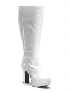 White Wide Width Chunky Heel Platform Gogo Boots   10 Wide Booties Shoes