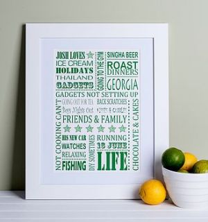 personalised 'loves' print by lisa marie designs