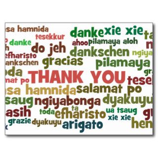Multiple Ways to Say Thank You in Many Languages Post Card