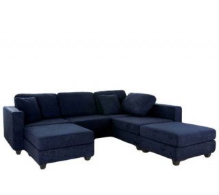 Microfiber Sectional Sofa by Acme Furniture   Dark Blue —