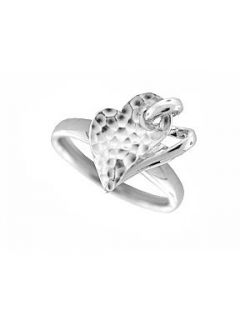Amore Argento Heart Shaped Hammered Silver Ring Silver