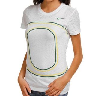 Nike Oregon Ducks Ladies Chill In Burnout Premium T Shirt   White