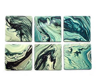 hand painted ceramic coasters   teal by orchid furniture