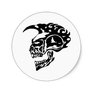 Tribal Tattoo Skull w/ Mohawk Round Stickers