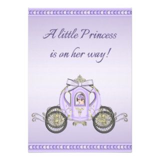 Purple Princess Coach Girls Baby Shower Invites