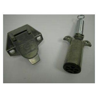 6 Way Trailer Receptacle and Plug with Spring Guard Automotive