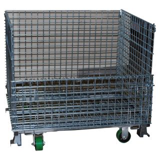 Atlas Collapsible Wire Mesh Senior Basket with Casters — 4,000-Lb. Capacity  Wire Bins