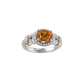 14k Two tone Gold Citrine and 1/5ct TDW Diamond Ring (H, I1) Gemstone Rings