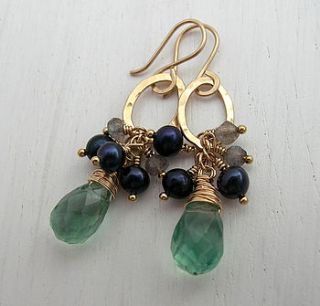 green stone drop earrings by sarah hickey