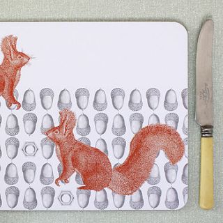 set of four squirrel and nut placemats by thornback & peel