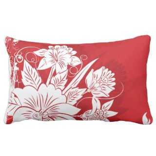 Red & White Floral Frame Pillows