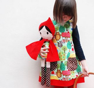 red riding hood handmade doll by wild things funky little dresses