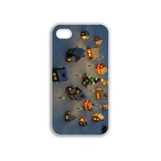 Make Iphone 4/4S Holidays Series christmas night in the village holiday Black Case of Hard Cellphone Shell For Men Cell Phones & Accessories
