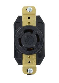Leviton 2710 B 30 Amp, 125/250 Volt, Flush Mounting Locking Receptacle, Industrial Grade, Grounding, All Black  Black   Electric Plugs  