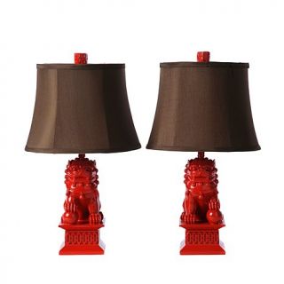 Mini Foo Dogs Red Pepper Gloss Table Lamps